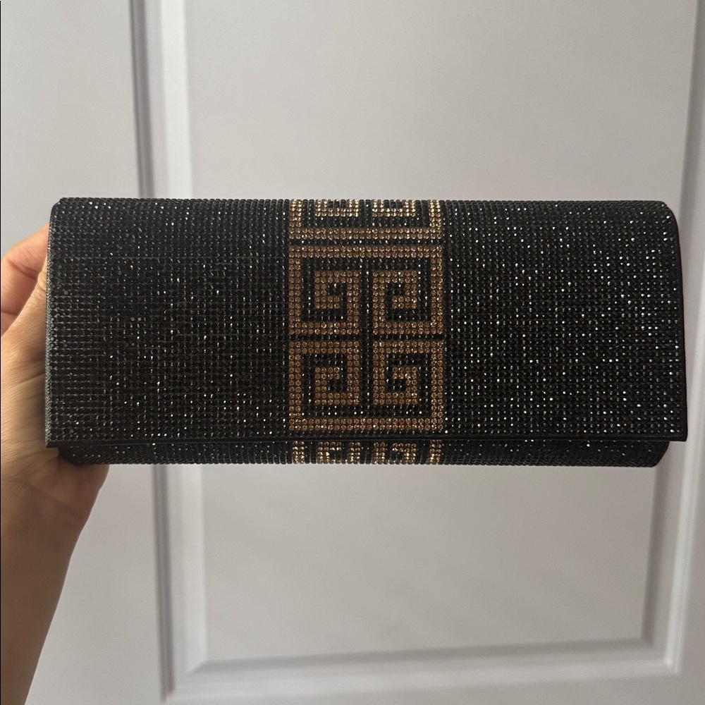 Black and Gold Clutch with Geometric Design